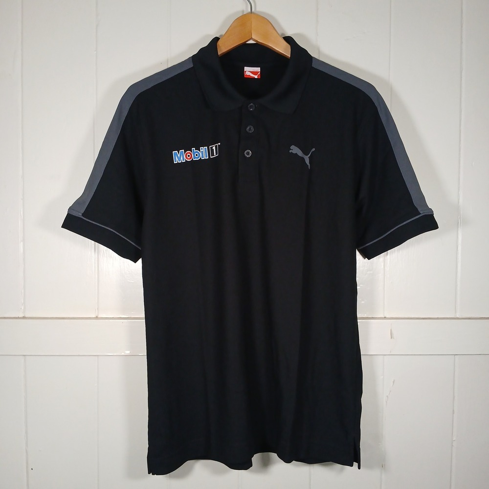 Puma Polo Shirt Mens Large Black Mobil 1 Racing Sportlifestyle 680-91-3075